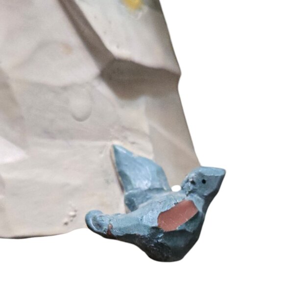 Angel Figurine Feeding Blue Birds Bluebirds Wire Wings AS IS - Picture 10 of 16